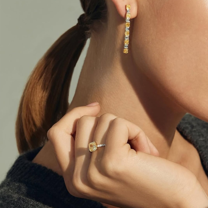 Серьги и кольцо Mercury Classic из белого и желтого золота с бриллиантами