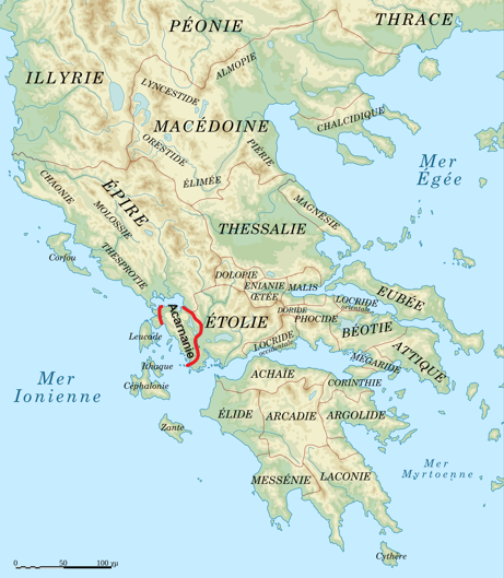 Рис. 1. Акарнания на карте материковой Греции 