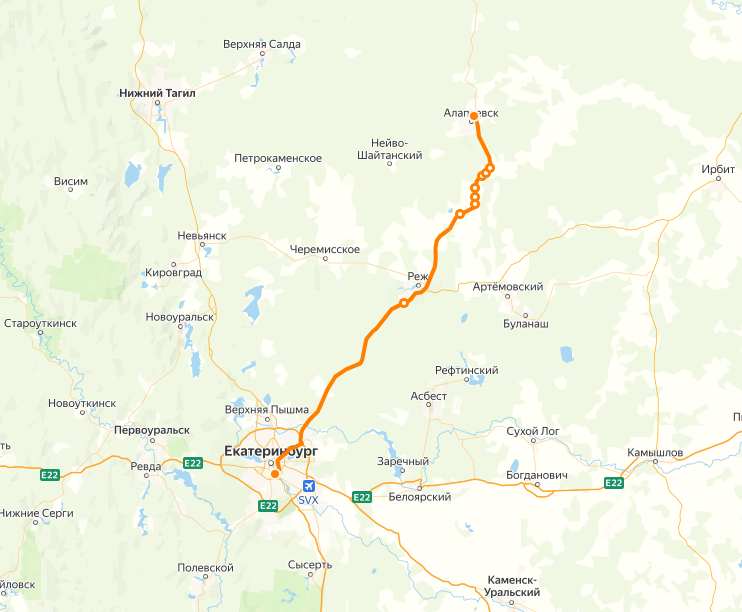Автобусный маршрут Екатеринбург – Алапаевск