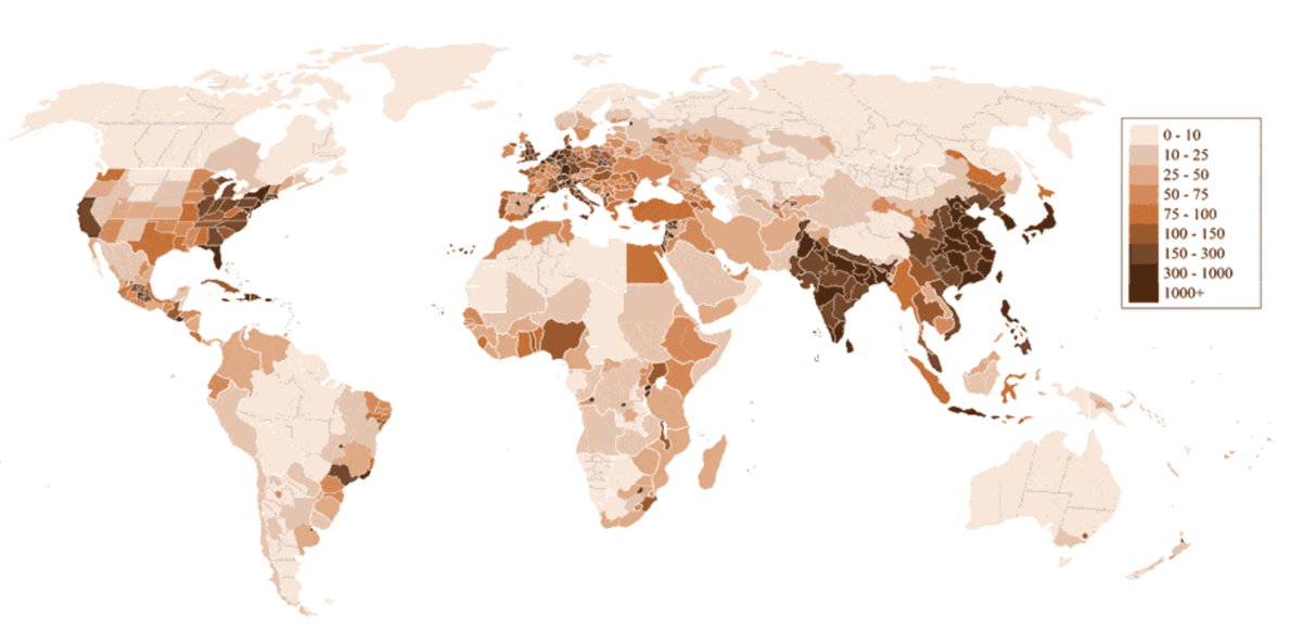 Карта плотности по регионам