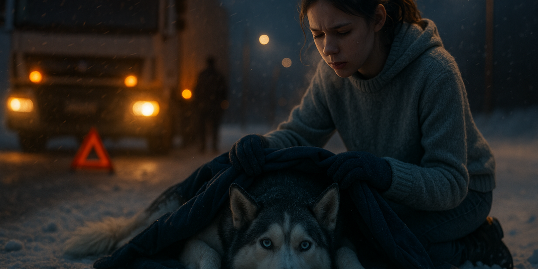 Хаски на обочине