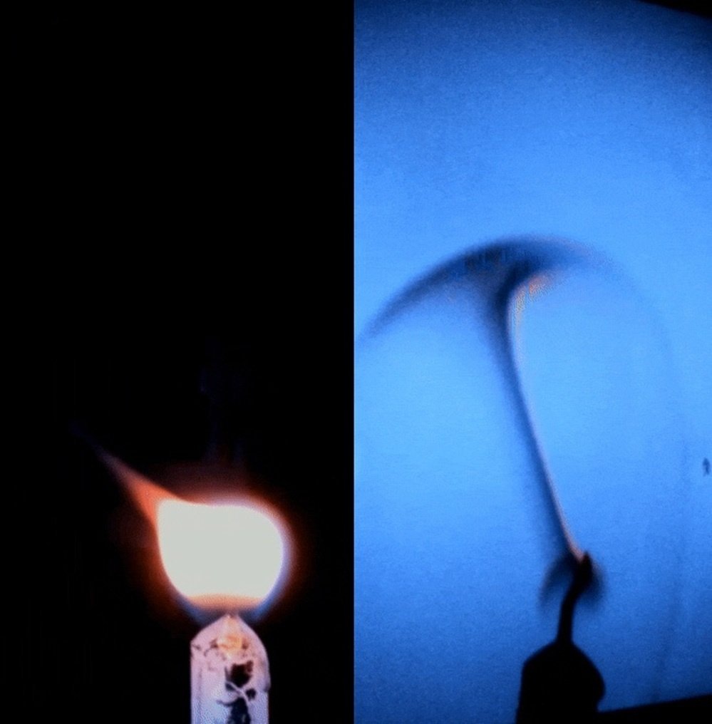    Съемка горения свечи в невесомости проводилась несколькими камерами для понимания формы огня и завихрений воздуха