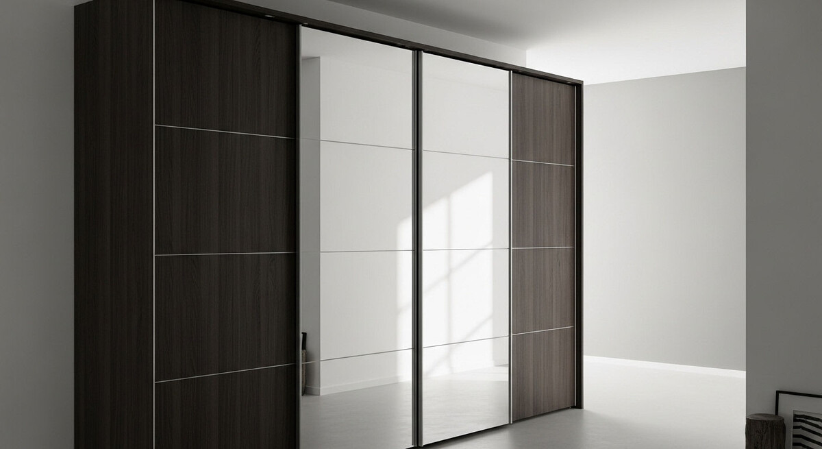 Шкаф-купе с дверьми из ЛДСП с зеркалом