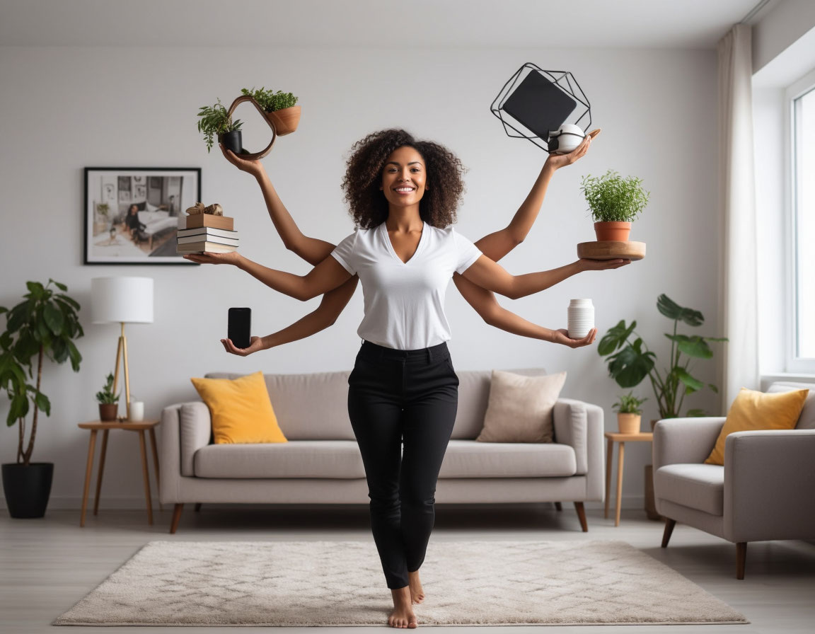 Женщина, которая все успевает. Создано при помощи ИИ