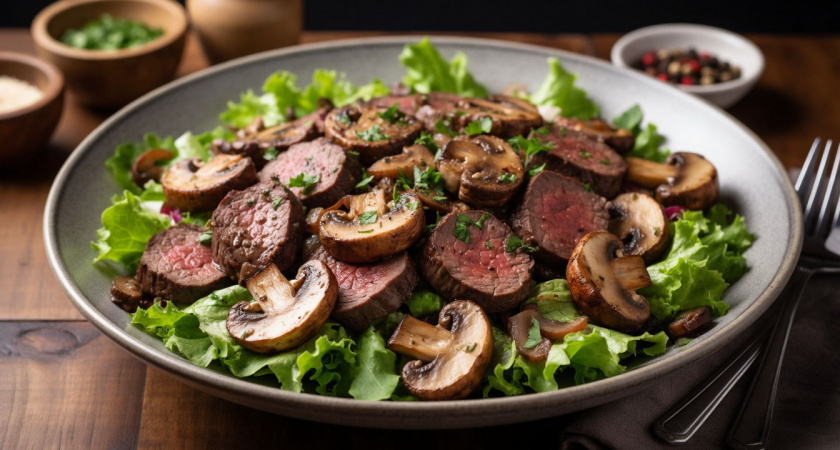    На Год Красной Огненной Лошади готовим «Охотничий» салат с говядиной и грибами: это блюдо идеально украсит ваш новогодний стол