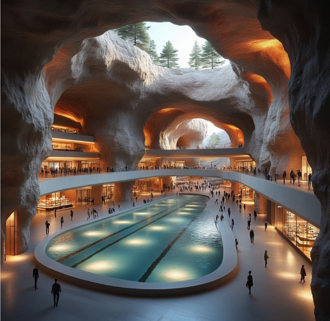 Даже у торговых центров огромных под землей есть этажи и делают там и бассейны и фотозоны и бутики и разные развлечения