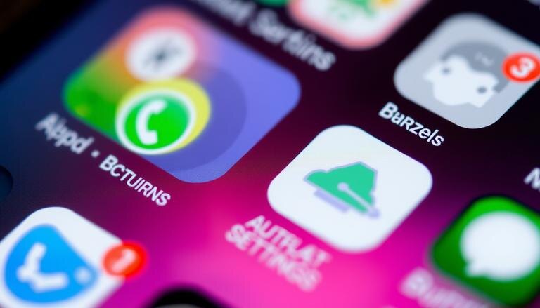    Иконки приложений на экране смартфона, символизирующие управление разрешениями