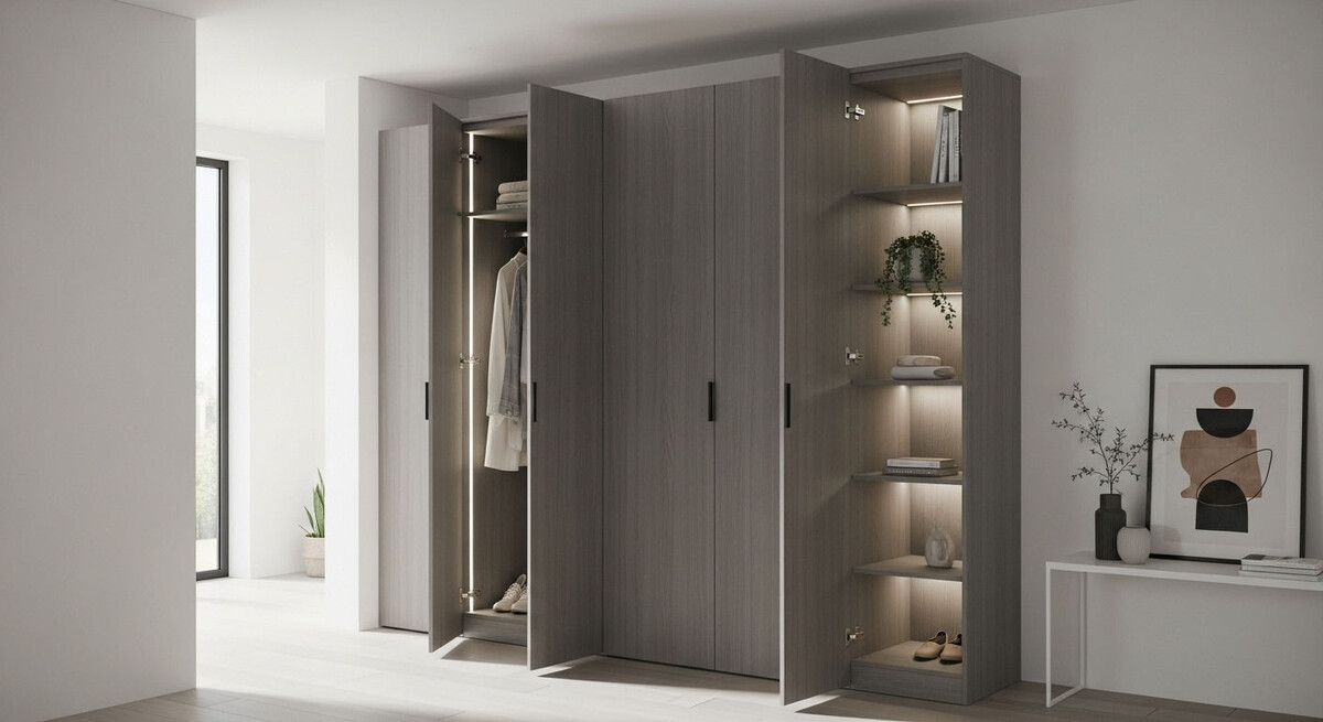 Современный распашной шкаф в интерьере