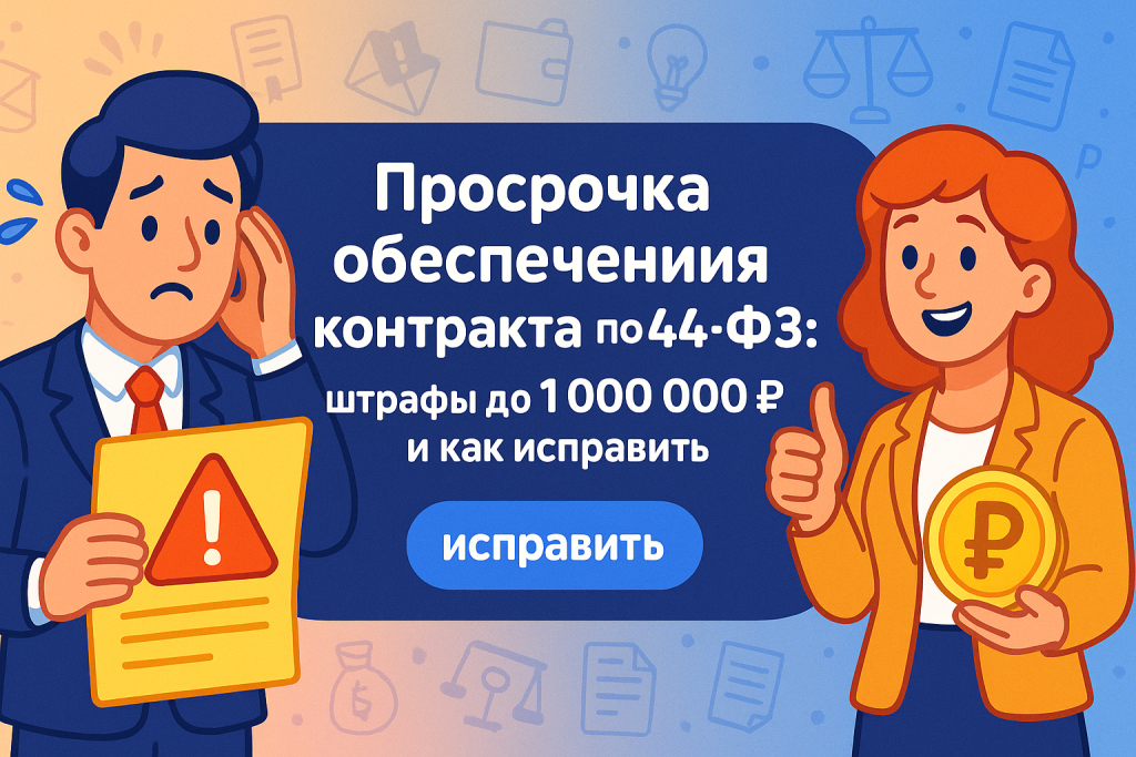   Просрочка обеспечения контракта по 44-ФЗ: штрафы до 1 000 000₽ и как исправить