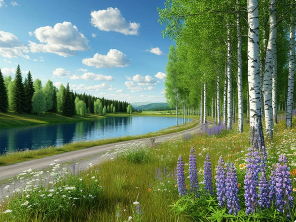 Люпин в дикой природе. Картинка сгенерирована автором в нейроетях