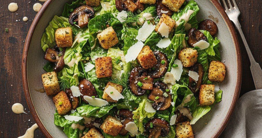 Салат с сухариками и грибами. Быстрый, сытный и невероятно вкусный