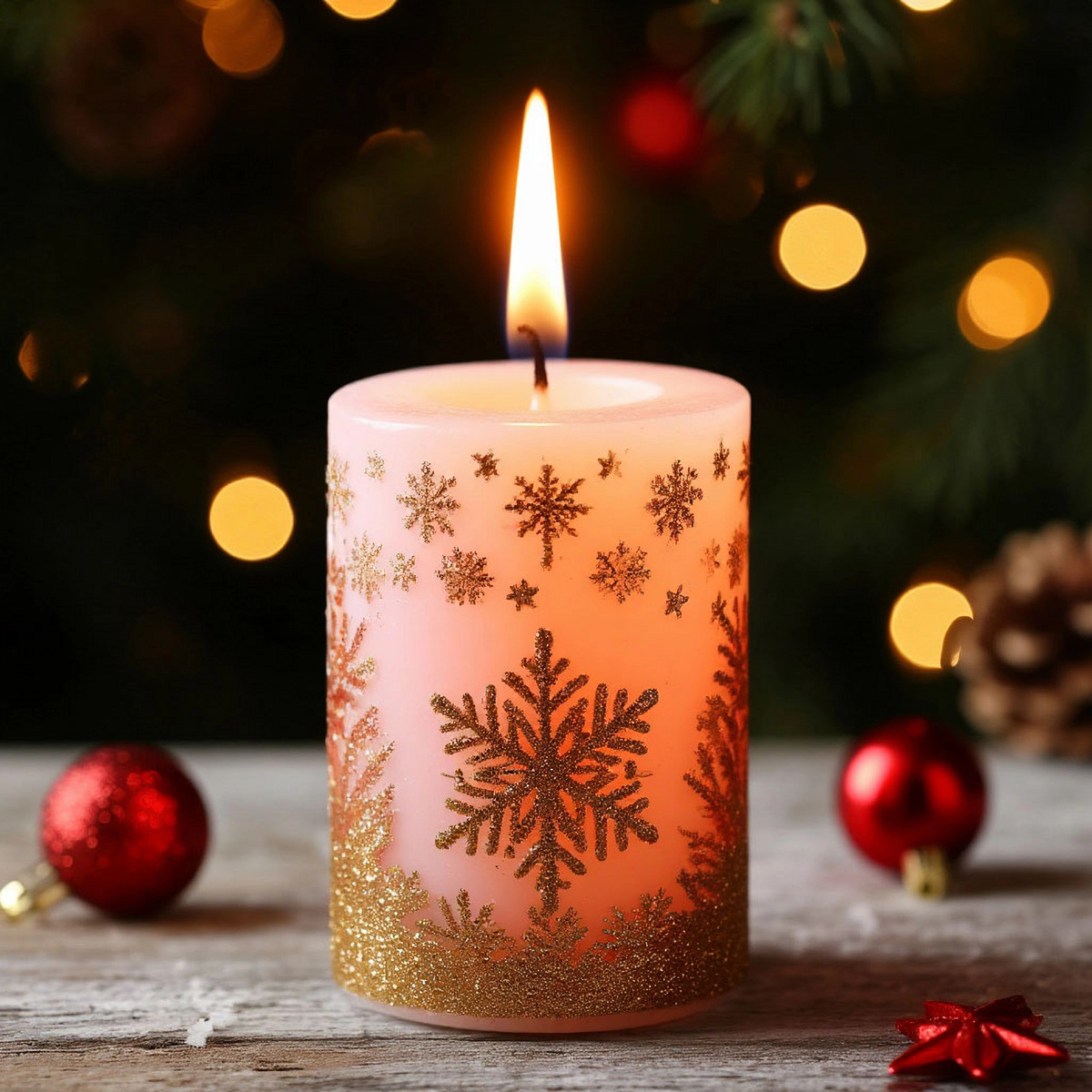 Новогоднее оформление свечи.