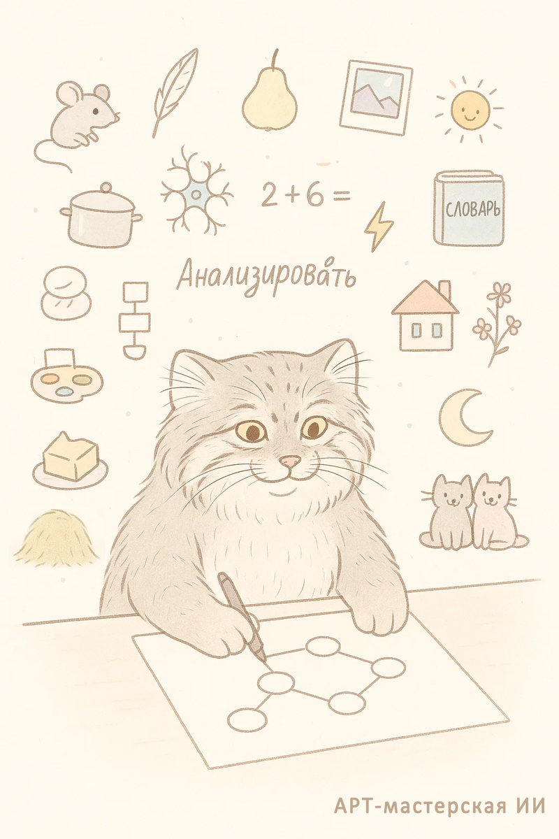 Этот арт создан нейросетью в соавторстве с Манулом и владельцем Арт-мастерской ИИ.