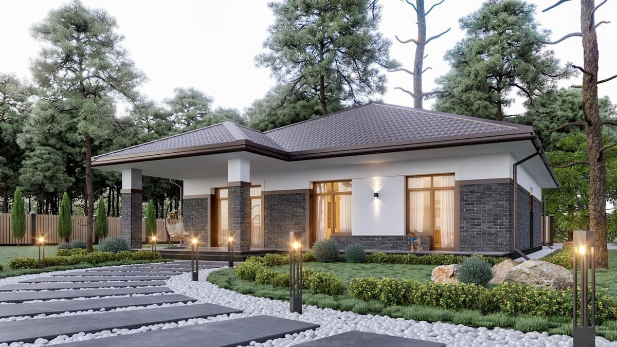 Одноэтажный готовый проект индивидуального жилого дома  общей площадью 115 кв.м.