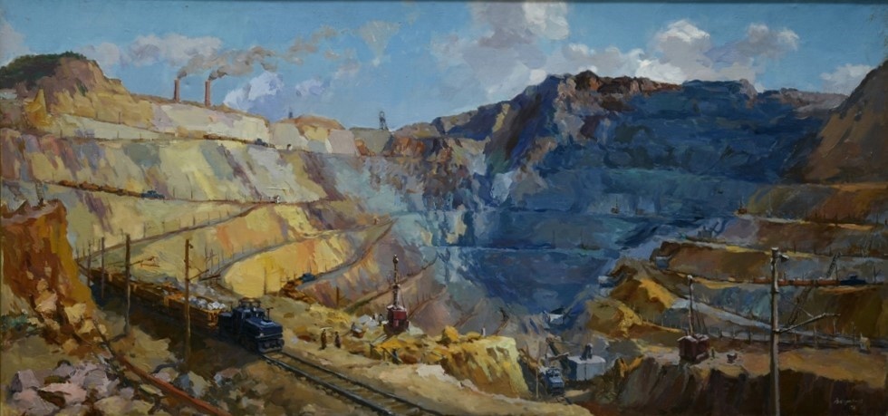 В.И.Караваев. Высокогорский железный рудник. Карьер. 1957. Нижнетагильский музей-заповедник "Горнозаводской Урал".