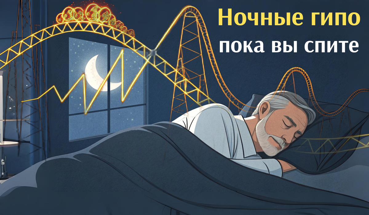 🌙 Ночная гипогликемия при диабете: Пока вы спите — падает не звезда, а сахар. И это опаснее романтики