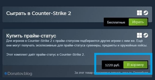    «Прайм-статус» в магазине Стим