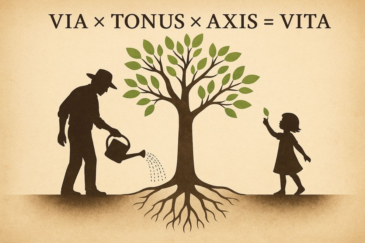 Via (смысл) × Tonus (сила) × Axis (структура) = Живая система.