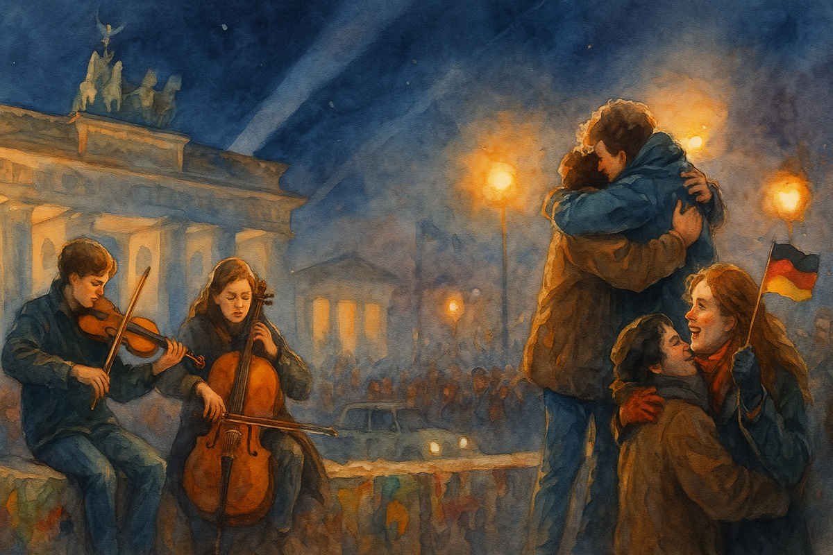 Музыка свободы на вершине рухнувшей стены.