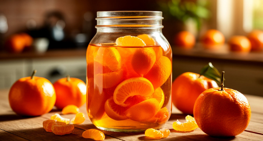    Мандариновые корки заливаю растительным маслом — всю осень радуюсь своей хитрости: гениальный лайфхак для всех хозяек