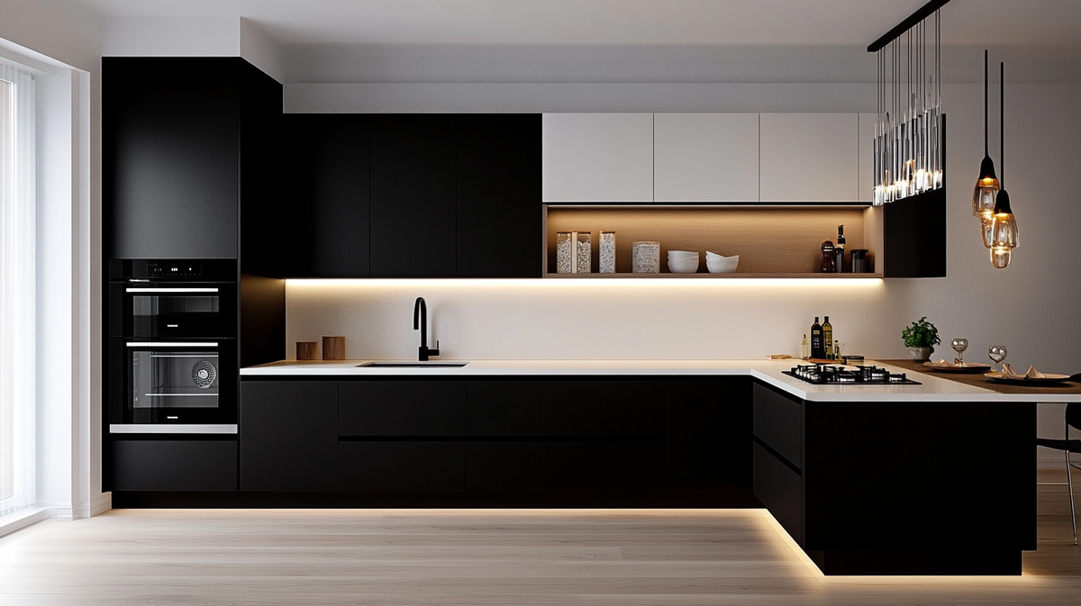    Кухня которая прекрасно сочетает темные и светлые тона svkuhni77