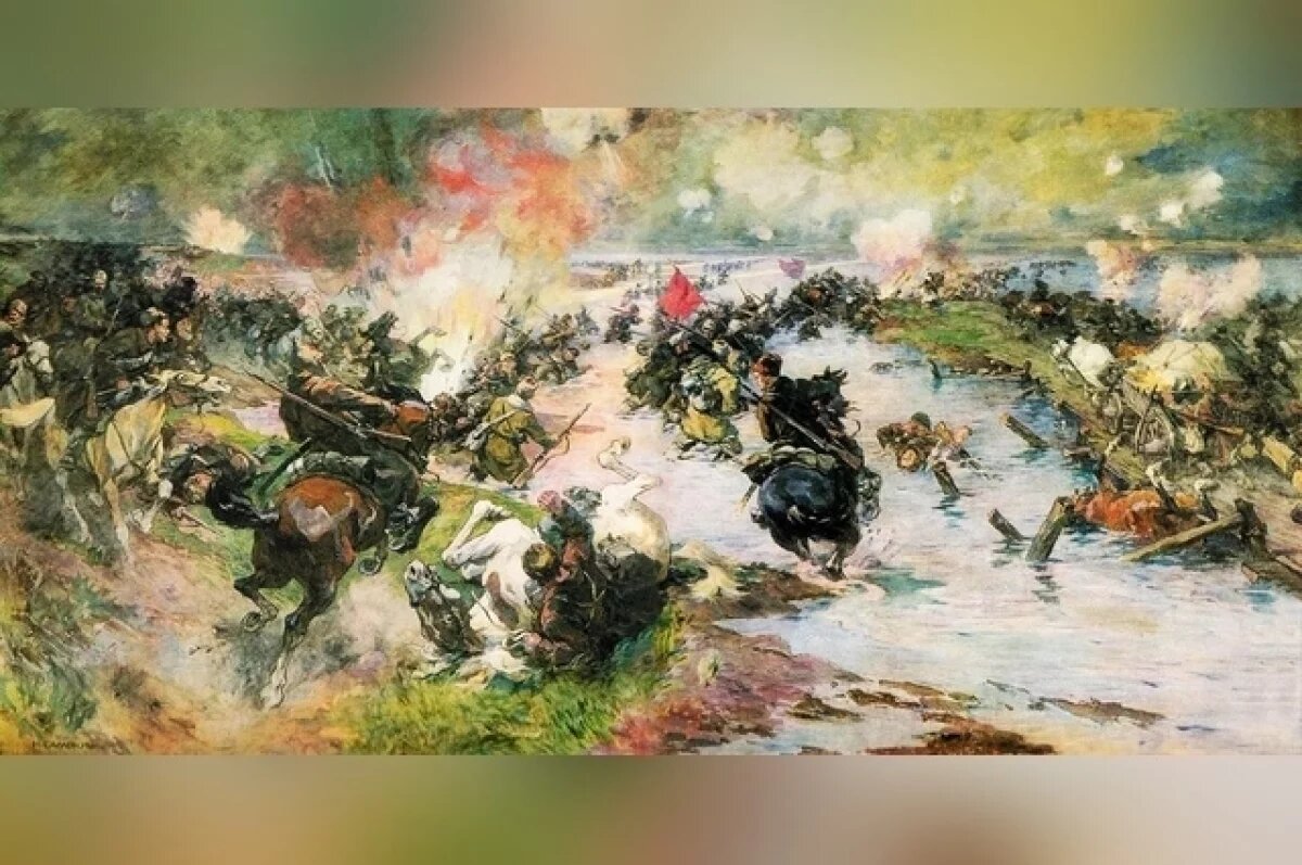    Картина Николая Самокиша «Переход Красной армии через Сиваш», 1935 г., Симферопольский художественный музей.