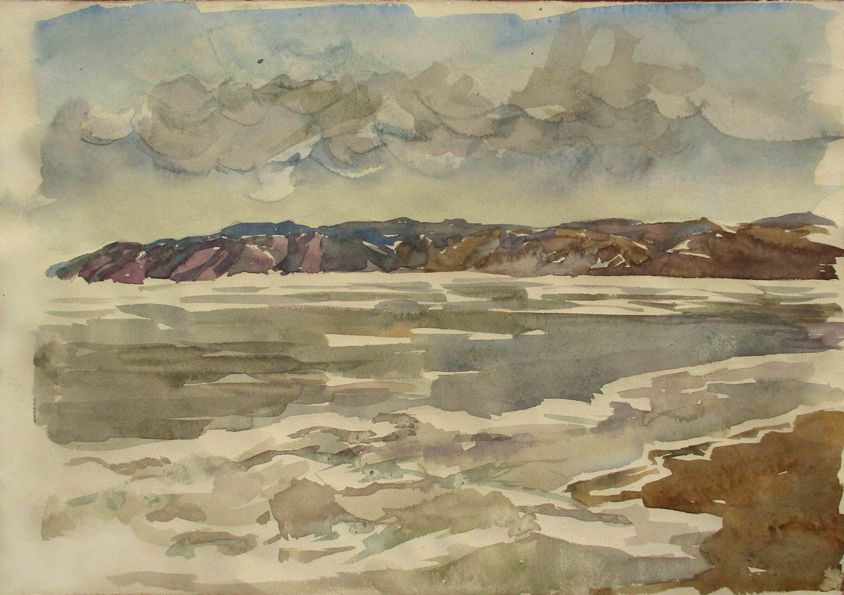 Преснякова Л. Д. Байкал. 1991г., бум., акв., 21,5х30,5