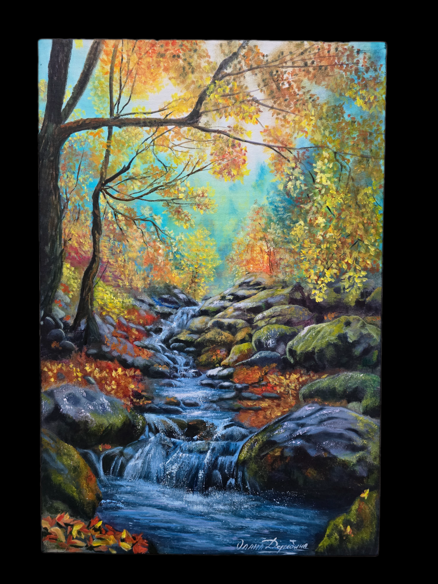 Холст, масло "Горный ручей" художник Олана Дерябина