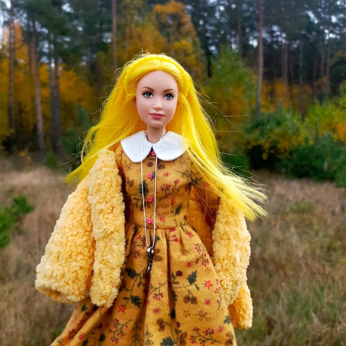 Вита на опушке соснового бора, и она полна решимости в поисках грибов. Фото автора