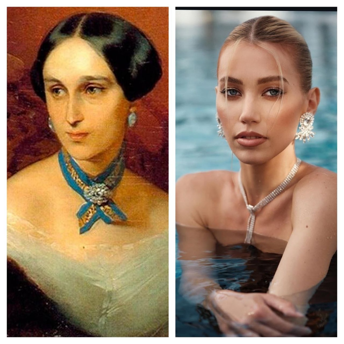 фото из соцсетей: слева Натали Пушкина, а справа Наталья Пушкинова (специально искала фото, где волосы убраны назад).