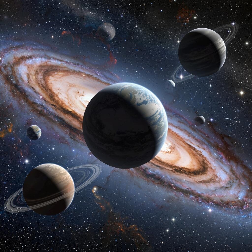 Планеты. Иллюстрация сгенерирована нейросетью