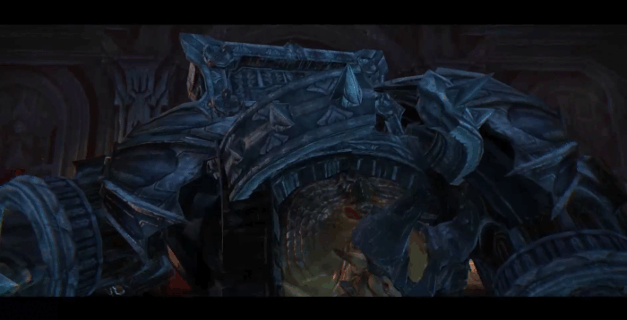 Gif картинка "Знакомство лица недруга и меча всадника"