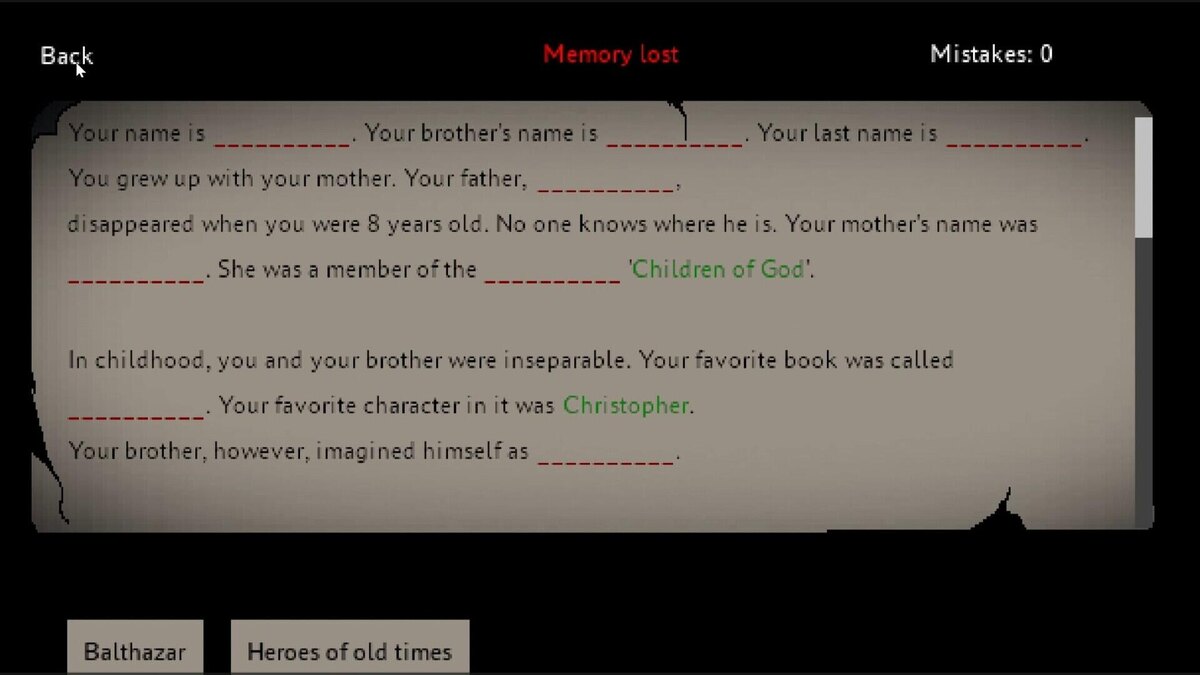    Галерея игры When eyes close