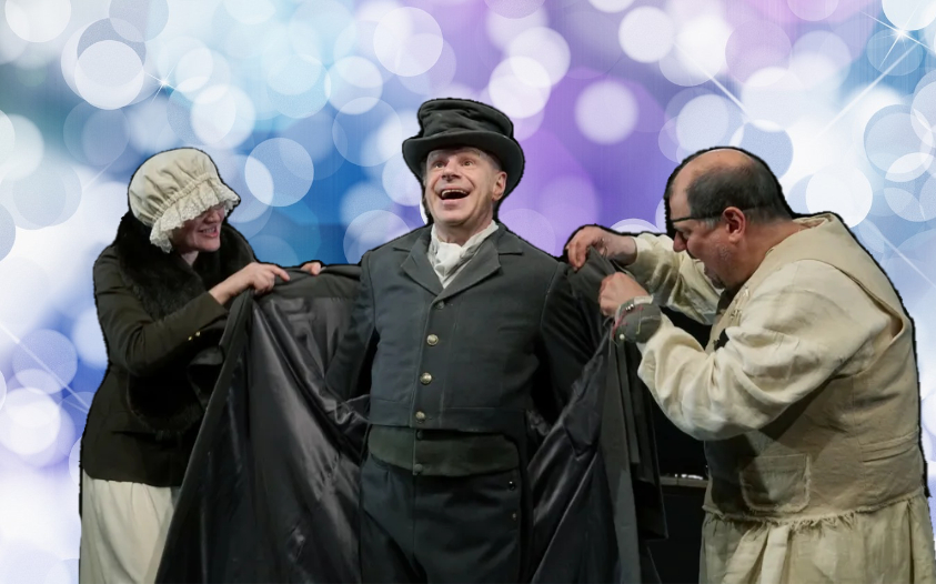 Сцена из спектакля МХАТ им. Чехова. В роли Башмачкина - Авангард Леонтьев