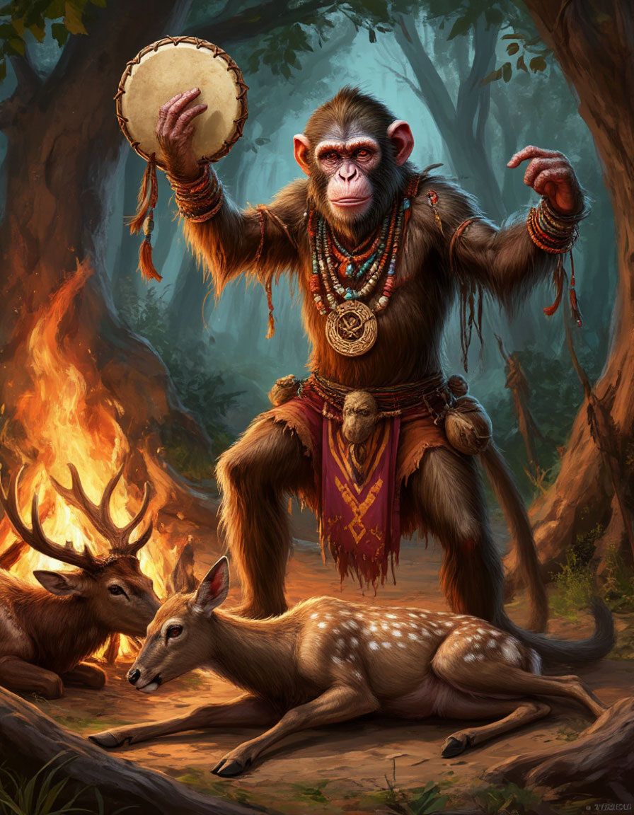 Шаман канзитов за работой. Картинка создана ИИ.