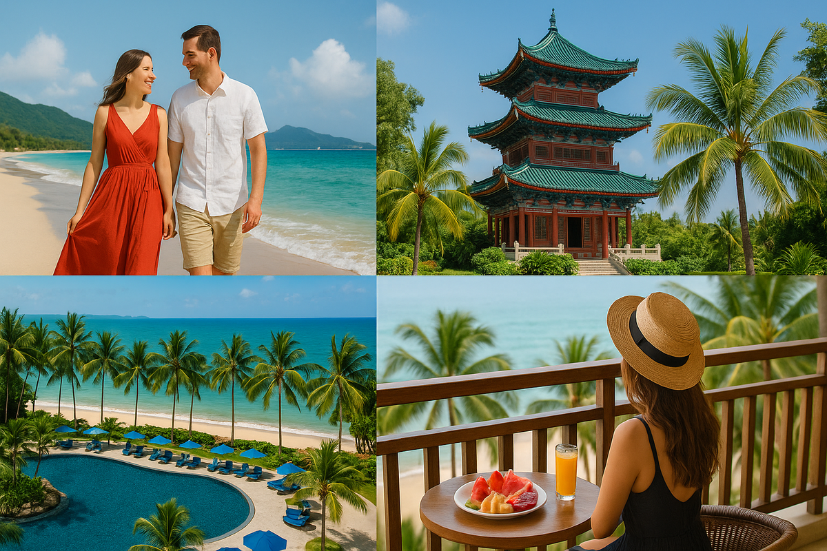 Иллюстративное изображение на тему отдыха на острове Хайнань в Китае.