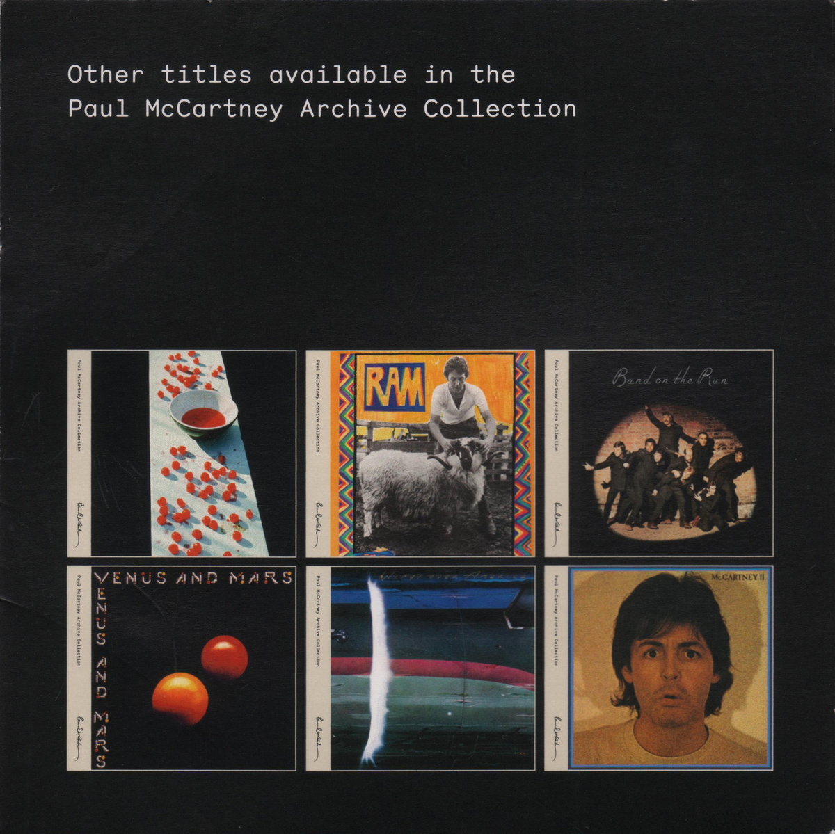 Рекламная карточка «Архивной Коллекции Пола МакКартни» («Paul McCartney Archive Collection»).