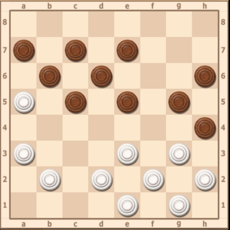 1.B4 2.EF4 G:E3 3.F:D8 C:G5 4.D2 C1 5.F4 6.G3 7.E1 C5 8. C3 x