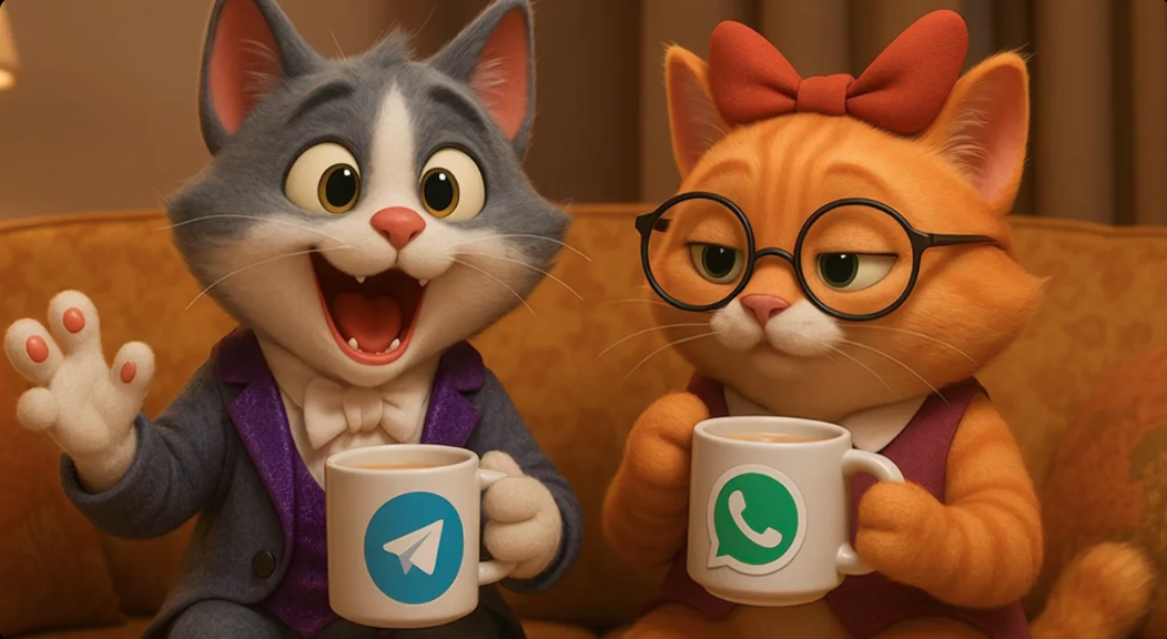 Когда эксперимент с Cameos в Sora зашёл слишком далеко — и коты начали обсуждать апдейты Windows за кружкой кофе.
