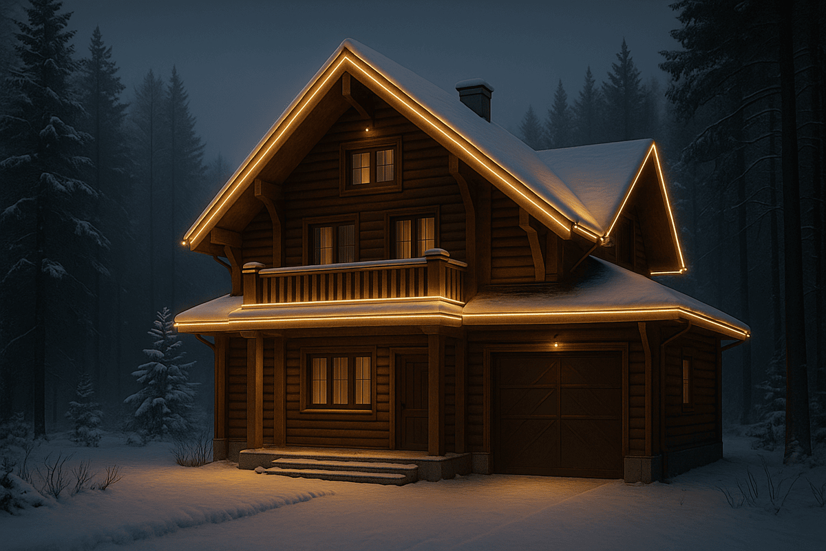 Если вы сейчас смотрите на свой дом и думаете, что он «что-то недосказывает зимой» — попробуйте добавить свет.
Даже один контур может изменить всё.