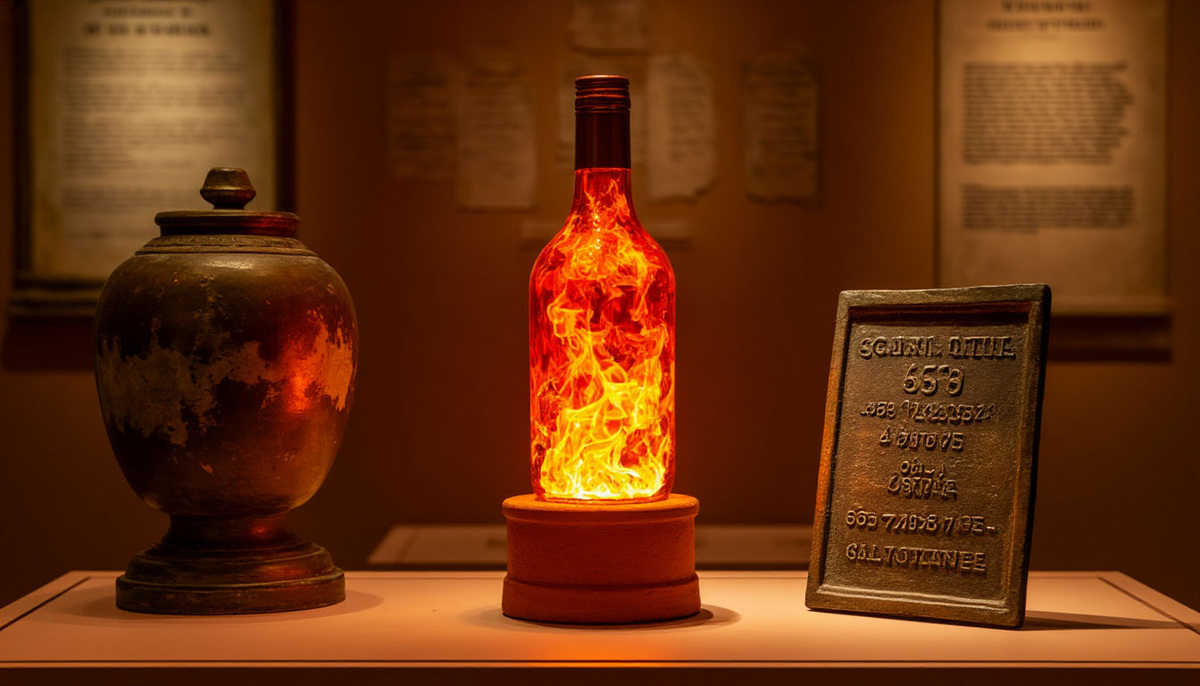 Картина 2: «Бутылка в музейной витрине»
Название: «Музей, где живут шторма»
Фраза: «За стеклом витрины — не артефакт. За этим стеклом бушует целое море человеческих судеб».