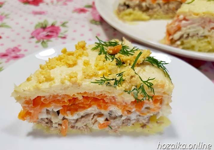 Салат Мимоза с рыбными консервами — классические рецепты