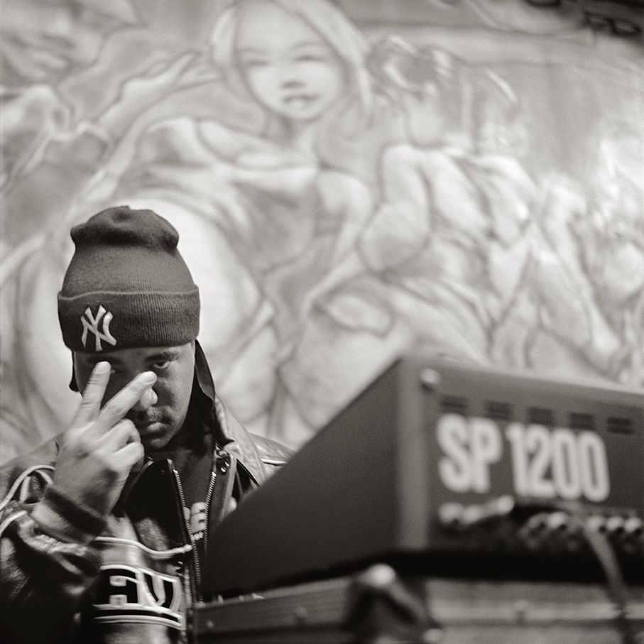 Marlon Lu'Ree Williams, better known by his stage name Marley Marl in the studio with E-MU SP-1200 sampler