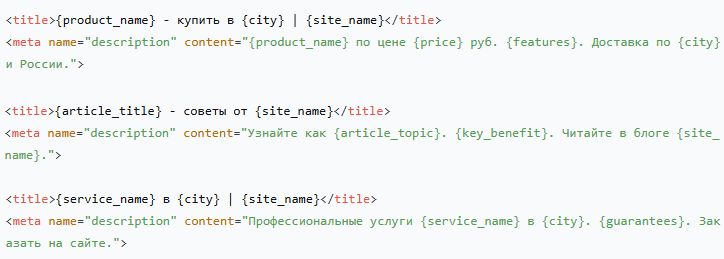 Пример шаблонов мета-тегов.