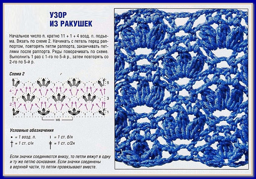 Схема узора из ракушек 