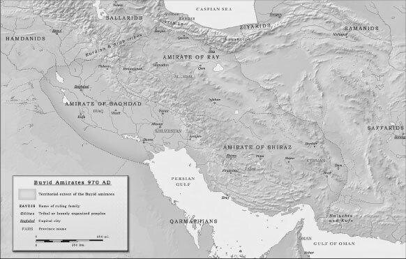Карта государства Буидов в 970 году