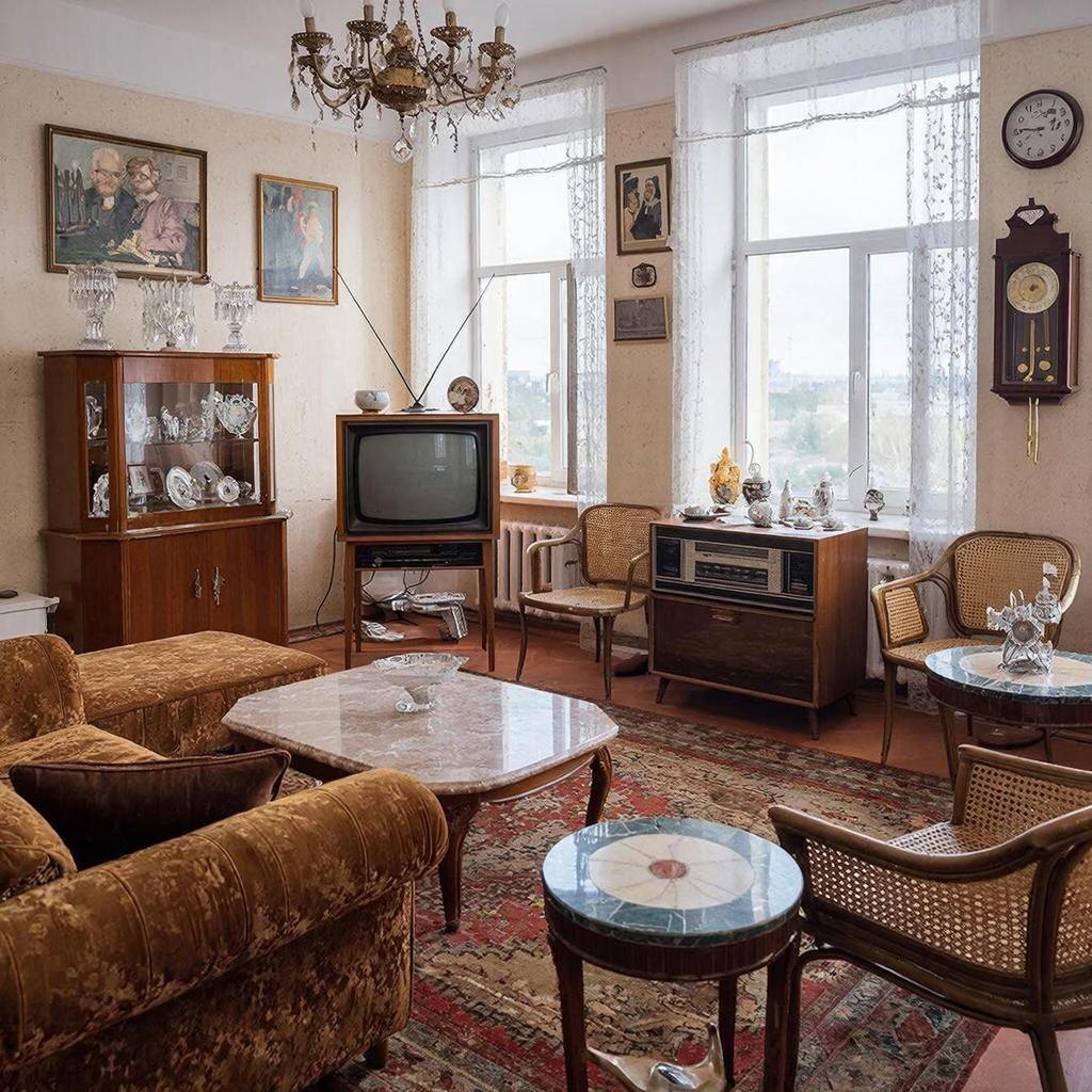 Богатая квартира СССР. Изображение сгенерировано сервисом GigaChat 