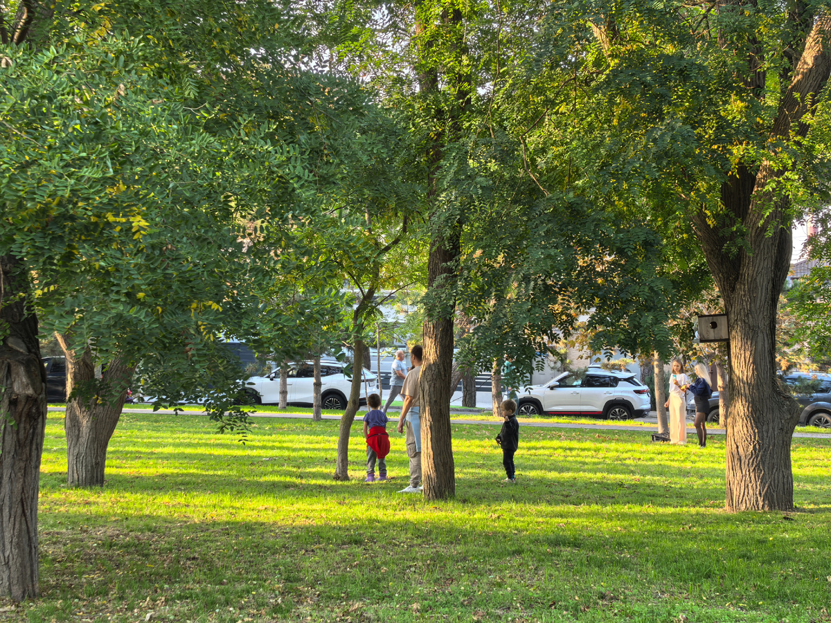 Люди гуляют с детьми