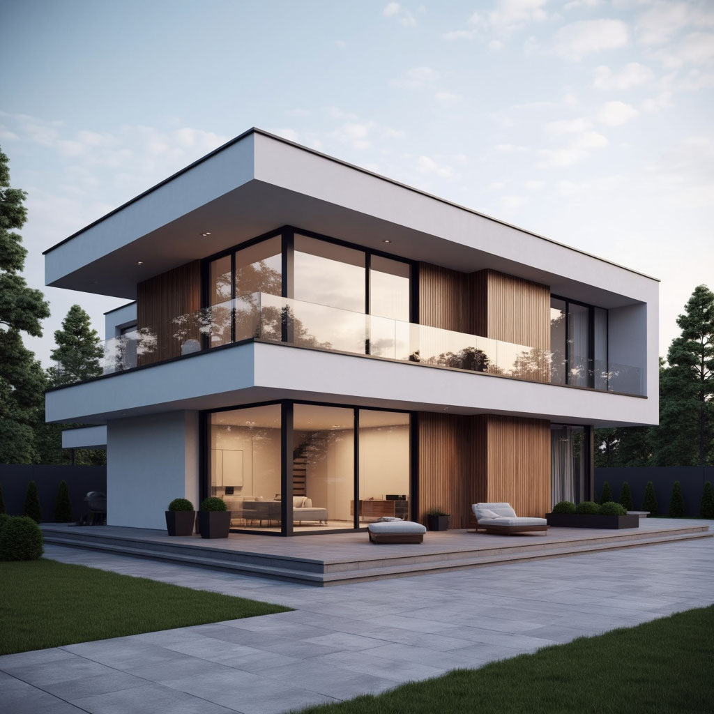 Современный дом с плоской кровлей...