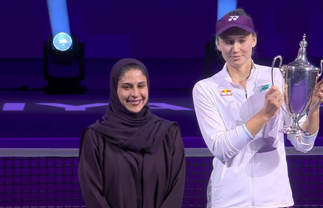 Елена Рыбакина после победного финала с Ариной Соболенко. Фото: WTA